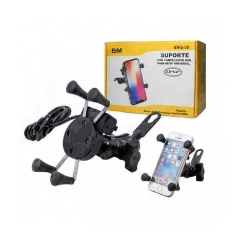 Suporte Para Moto Garra Metal Com Carregador Usb