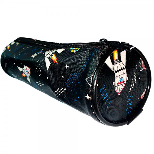 ESTOJO VINI 1ZÍPER CILÍNDRICO ASTRONAUTA PRETO 30743