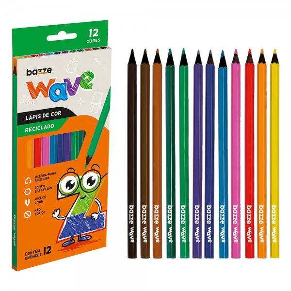 LAPIS 12 CORES BAZZE WAVE ECO SEXTAVADO