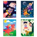 CADERNO BROCHURA 1/4 CAPA DURA 96FLS ANIMATIVA PIMPOLHOS MASCULINO