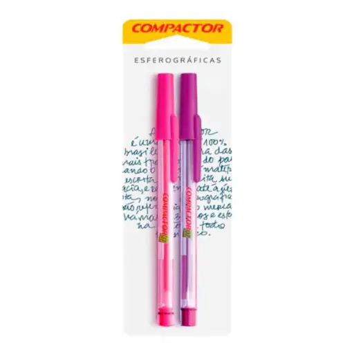 CANETA COMPACTOR 0.7 PINK/VIOLETA CARTELA C/2