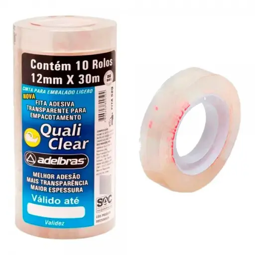 FITA ADESIVA ADELBRAS 12MMX30M TRANSPARENTE