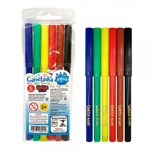 CANETA HIDROCOR 06 CORES GATTE