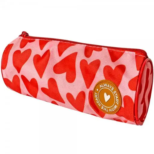 ESTOJO VINI 1ZÍPER CILÍNDRICO HEARTS RED 33288